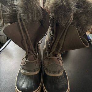 Brown and Black Fur-Lined Boots